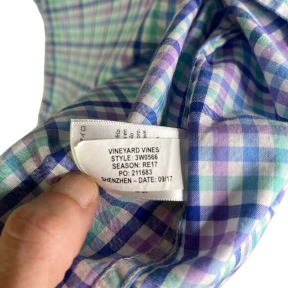 Vineyard Vines Button Down Shirt Boys L 3W0566 Whale Shirt Long Sleeve Checkered - Picture 9 of 11